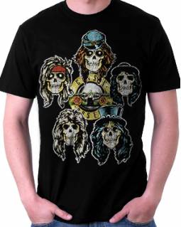 Guns N' Roses Heads and Bullets Black T-Shirt