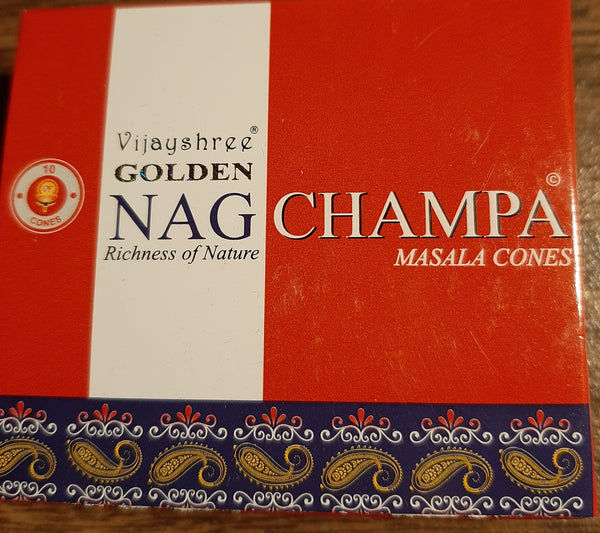 Golden Nag Champa Masala Cones (Red Box)